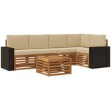 vidaXL Kotna sedežna garnitura z blazino 6 pcs Naravna in bež, (5000283823) | Shoptok.si