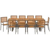  Komplet za jedilnico v vrtu 11 pcs Siva in rjava poli ratan, (5000288369) | Shoptok.si