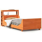 vidaXL Posteljni okvir brez vzmetnice voščeno rjav 75x190 cm borovina | Shoptok.si