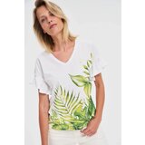 Marisse Cotton Blouse With Ruffled Sleeves, White Cene