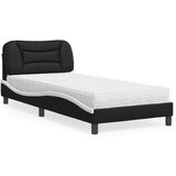 The Living Store Postelja z vzmetnico črna in bela 90x200 cm umetno usnje - Postelja, (21608187) | Shoptok.si