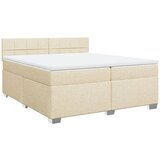 vidaXL Box spring postelja z vzmetnico krem 200x200 cm blago, (21302350) | Shoptok.si