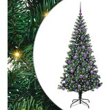 vidaXL Umjetno predsvijetljeno božićno drvce Zelena 180 cm PVC i metal | shoptok.hr