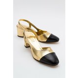 LuviShoes S3 Gold-Black Women's Heeled Shoes Cene