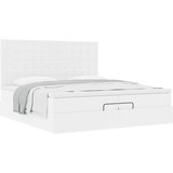 vidaXL Otomanski posteljni okvir z vzmetnicami bel 200x200cm um. usnje | Shoptok.si