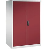 C+P Delavniška omara s krilnimi vrati, VxŠxG 1950 x 1200 x 800 mm, svetlo sive / rubinasto rdeče barve | Shoptok.si