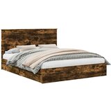  Postelja s shranjevanjem z vzglavjem Dimljeni oreh 160 x 200 cm, (5000106258) | Shoptok.si