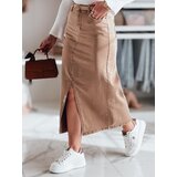 DStreet Spódnica jeansowa midi z rozcięciem MIDIWAY brązowa | shoptok.hr