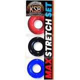 Kiotos Max-Stretch - raztegljiv komplet obročkov za penis (črn/rdeč/moder) Cene