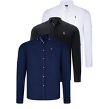 Dewberry TRIPLE SET G674 MENS SHIRT-BLACK-WHITE-NAVY BLUE Cijene