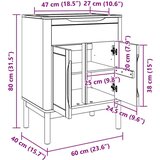  Kopalniška omara za umivalnik FLORO Bela 60 x 40 x 80 cm, (5000157042) | Shoptok.si