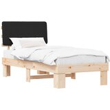  Krevetni okvir s tapiciranim uzglavljem Crna 90 x 190 cm | shoptok.hr