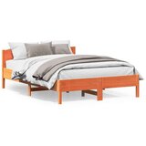  Posteljni okvir z vzglavjem voščeno rjava 150x200 cm borovina | Shoptok.si