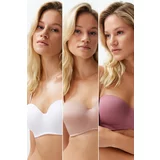 Trendyol 3-Pack Multi Color Polyamide Covered Underwire Strapless Knitted Bra