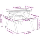  Stol za piknik za 4 djece s otvorom za suncobran od jelovine | shoptok.hr