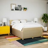  Krevet s oprugama i madracem krem 160x200 cm od tkanine Slike