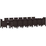 vidaXL Vrtna jedilna garnitura s blazinami z blazino 17 pcs Rjava PP, (5000153924) | Shoptok.si