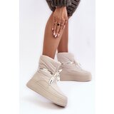 Boto Women's Snow Boots With Ornamental Lacing Light Beige Siracna | Shoptok.si