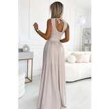 Numoco Women's long dress with a neckline and a tie at the back | ePonuda.com