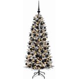  Umjetno božićno drvce s kuglicom 210 cm 300 LED lampica - Zelena i bijela 210 cm s LED-ima i crnim lopticama | shoptok.hr