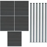 Kompozitne ograjne plošče in LED stebrički 1,8 m x 8,6 m - sivi, (5000159847)