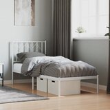  Metalni okvir krevet bez madraca s uzglavljem bijeli 75x190 cm | shoptok.hr