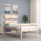 vidaXL Posteljni okvir z vzglavjem 90x200 cm trden les Cene