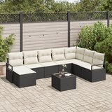 vidaXL 8-delni vrtni kavč set z blazinami rjavi poli ratan | Shoptok.si