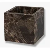 Tamno smeđi mramoran kupaonski organizator za pamučne vatice Marble –