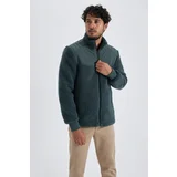 Defacto Modern Fit Stand Collar Fleece Lined Plush Coat