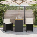 vidaXL Bistro garnitura 3-delna z blazinami črn poli ratan | Shoptok.si