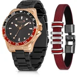 Polo Air Metal Strap Sports Men's Wristwatch Bracelet Combination Black Copper Case