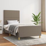 The Living Store Posteljni okvir z vzglavjem taupe 100x200 cm blago - Posteljni Okvir Z Vzglavjem, (21524933) Cene