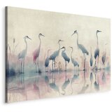  Slika - Birds by the lake - herons painted in watercolour in delicate grey and pink colours 30x20 Standard | shoptok.hr