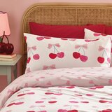 Catherine Lansfield Bela/rožnata posteljnina za zakonsko posteljo 200x200 cm Cherries and Bows – | Shoptok.si