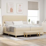 vidaXL Box Spring Krevet s Madracem i Klupom Krem 200x200 cm Tkanina | shoptok.hr