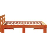 vidaXL Posteljni okvir s hrbtom Rjava 140x200 cm Trden borov les | Shoptok.si