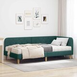 vidaXL Kotna postelja z vzmetnico Temno zelena 100 x 200 cm blago | Shoptok.si