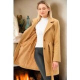 Dewberry Z6778 LADIES' COAT-PLAIN CAMEL Cene