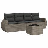 Maison Chic Seti vrtnega pohištva - Vrtna garnitura - Vrtni pohištvo set 5-delna z blazinami siv poli ratan, (21814116) | Shoptok.si
