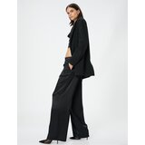 Koton Wide Leg Trousers With Pockets, Normal Waist Shiny Pleat Detailed Viscose. Cene