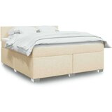 vidaXL Box spring postelja z vzmetnico krem 180x200 cm blago | Shoptok.si