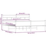 Metalni Kovinski posteljni okvir brez vzmetnice dimljen hrast 183x213cm, (21611468) | Shoptok.si