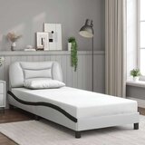  Posteljni okvir z LED lučkami bel in črn 80x200 cm umetno usnje | Shoptok.si
