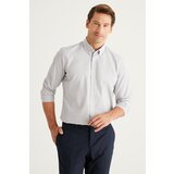 AC&Co / Altınyıldız Classics Men's Gray Slim Fit Slim-fit Oxford Buttoned Collar Gingham Cotton Shirt. Cene