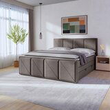 MID.YOU POSTELJA BOXSPRING 180 cm x 200 cm , leseni material svetlo siva | Shoptok.si