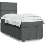 vidaXL Box spring postelja z vzmetnico temno siva 100x200 cm blago | Shoptok.si