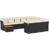  The Living Store Vrtna sedežna garnitura 11-delna z blazinami črn poli ratan - Vrtna Sedežna Garniture, (21449419) | Shoptok.si
