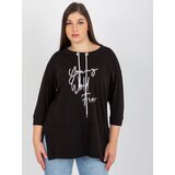 Fashion Hunters Black plus size long blouse with application | shoptok.hr