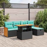  6-dijelni set vrtnih sofa s jastucima crni od poliratana bagrem | shoptok.hr